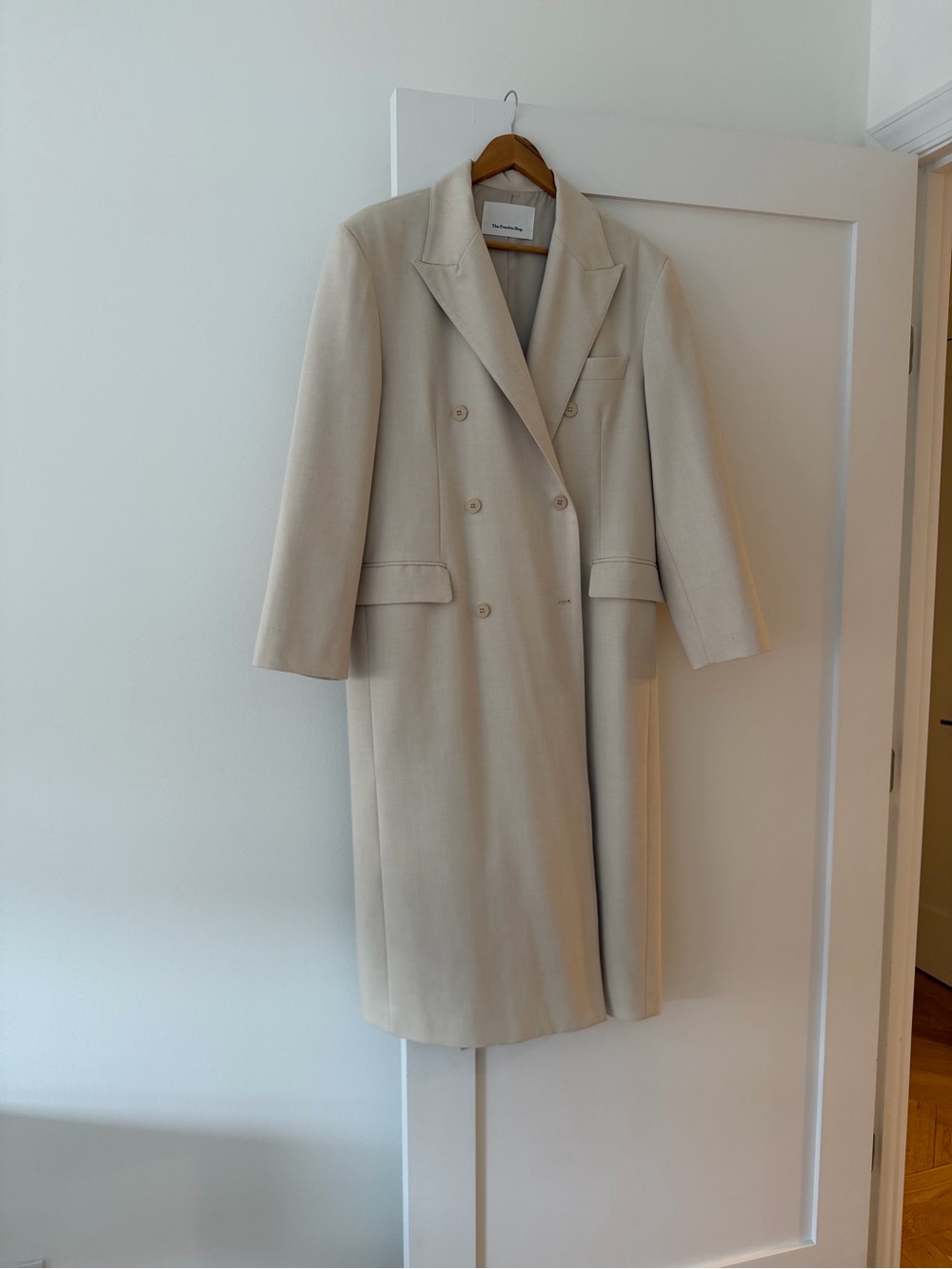 Frankie Shop Dex Double Breasted Coat in Light Tan - Picture 4 of 6